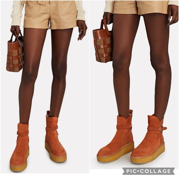 Ulla Johnson Lennox Ankle Buckle Boots in Terracotta Suede EU37 US7 - Picture 4 of 16